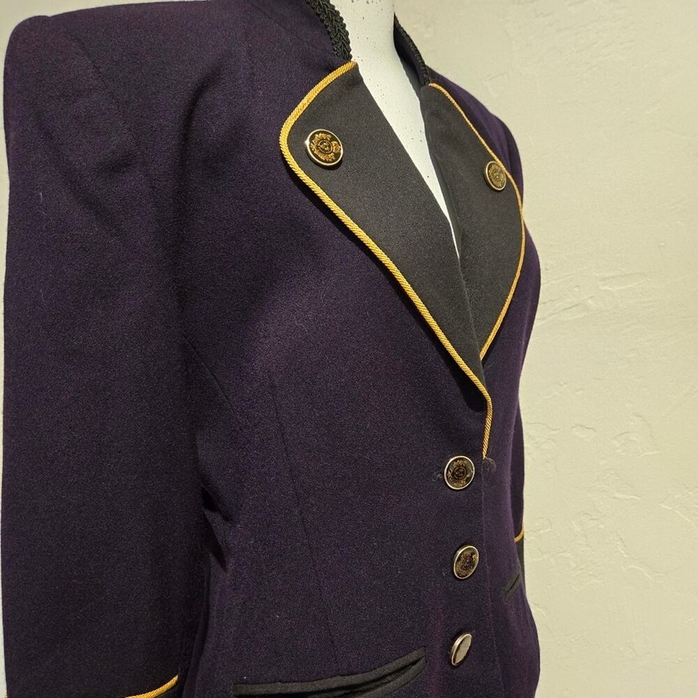 Vtg 80s 90s Equator Military Hussar Jacket Wool Purple Gold S Indie Sleaze - Picture 8 of 12
